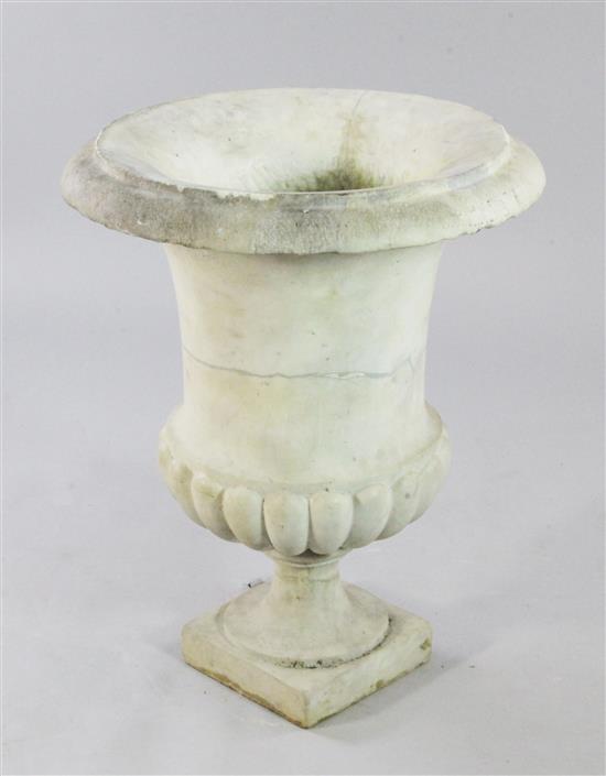 A late 19th century carved campana shaped urn, H.2ft 2.5in